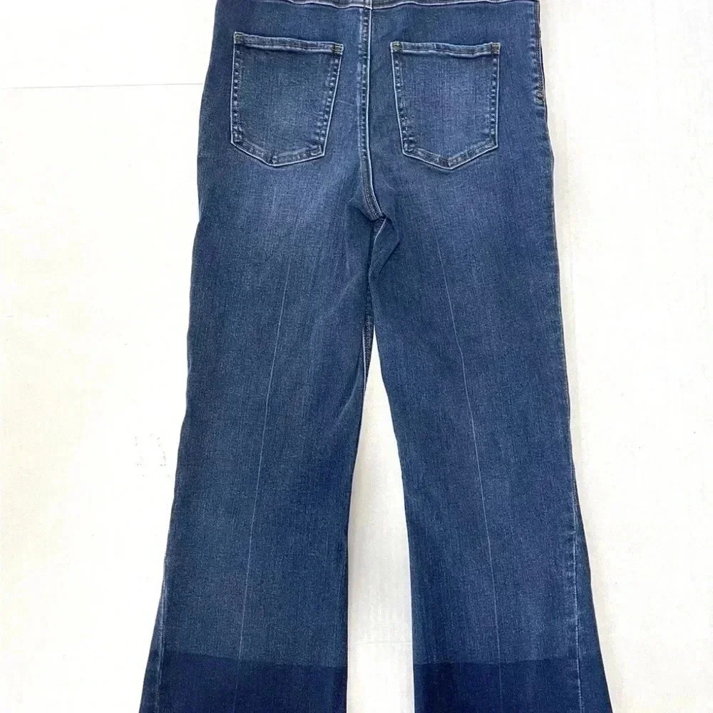 Spanx Cropped Flare High Waisted Blue Pull On Jeans S 20231R - Picture 4 of 11